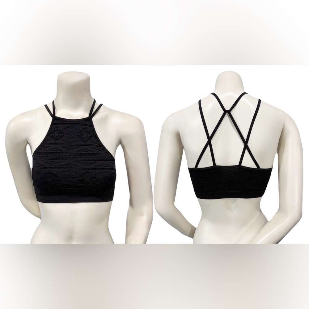 Victoria’s Secret Black High Neck Strappy Back Bralette | Small